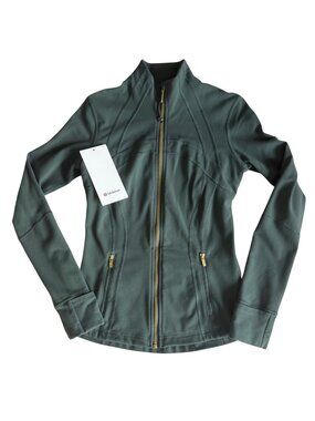 Lululemon Size 6 Define Jacket Luon Dark Forest Green / Gold Zippers W4ALS